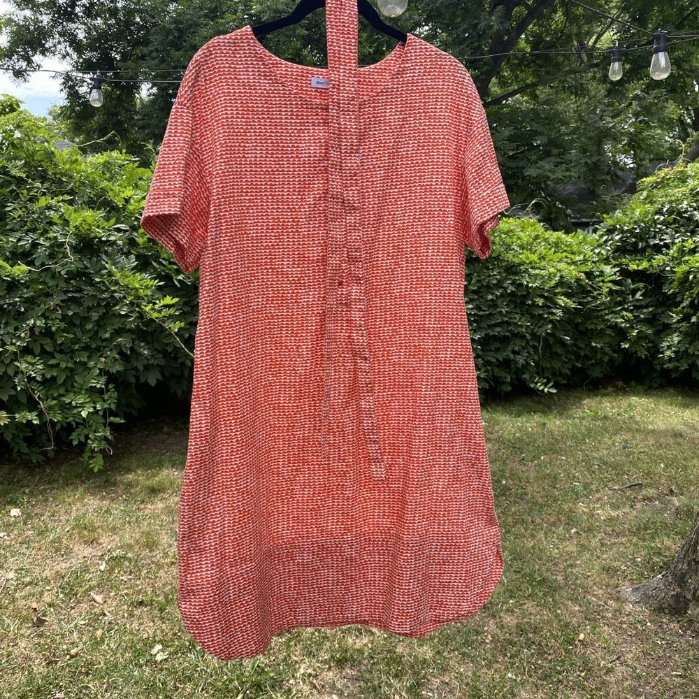 Vintage Marimekko L Orange & White Sheath Dress